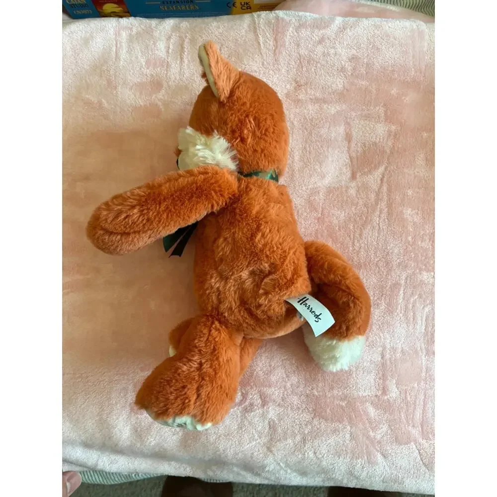 Harrods Woodland Fox Plush Soft Toy Luxury Teddy Bear London Green Bow